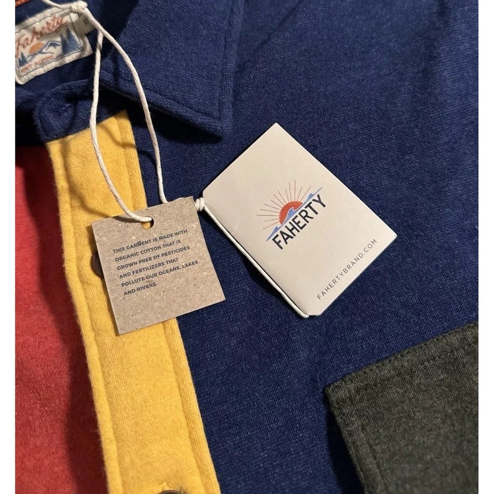 Faherty Men XXL Knit Alpine Fun Shirt $168 Long Sleeve Button Flannel Colorblock